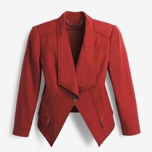 White House Black Market Rust Orange Linen Cropped Blazer Jacket Size 0 XS